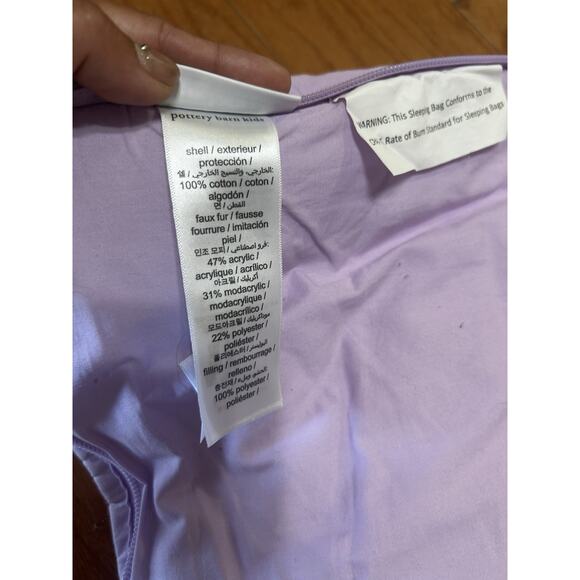 Pottery Barn Kids Shaggy Unicorn SLEEPING BAG Purple Gingham Checkered Sleepover - Picture 11 of 11